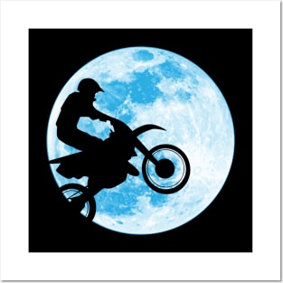 Motocross Motorcycle Blue Moon Posters and Art